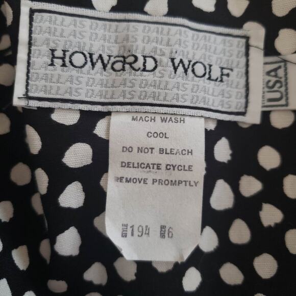 Vintage Howard Wolf Dress Black and White Cap Sleeve Shoulder Pads Dotted Small - Picture 7 of 12